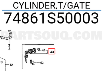 Honda 74861S50003 CYLINDER,T/GATE
