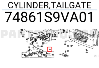 Honda 74861S9VA01 CYLINDER,TAILGATE