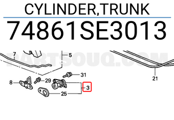 Honda 74861SE3013 CYLINDER,TRUNK