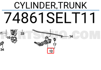 Honda 74861SELT11 CYLINDER,TRUNK