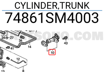 Honda 74861SM4003 CYLINDER,TRUNK