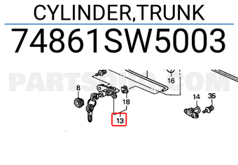 Honda 74861SW5003 CYLINDER,TRUNK