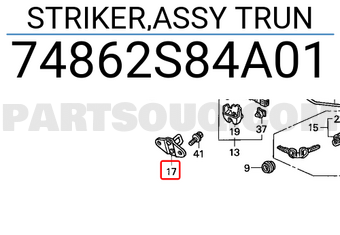 Honda 74862S84A01 STRIKER,ASSY TRUN