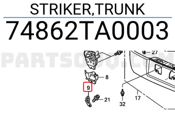 Honda 74862TA0003 STRIKER,TRUNK