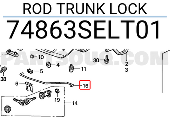 Honda 74863SELT01 ROD TRUNK LOCK