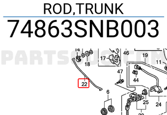 Honda 74863SNB003 ROD,TRUNK