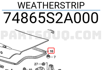 Honda 74865S2A000 WEATHERSTRIP