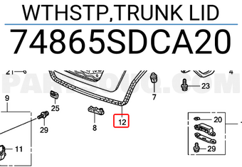 Honda 74865SDCA20 WTHSTP,TRUNK LID