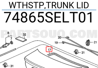 Honda 74865SELT01 WTHSTP,TRUNK LID