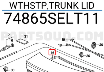 Honda 74865SELT11 WTHSTP,TRUNK LID
