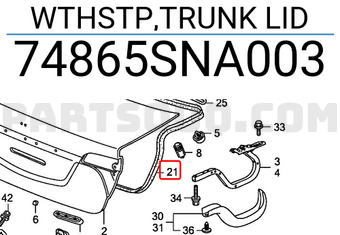 Honda 74865SNA003 WTHSTP,TRUNK LID