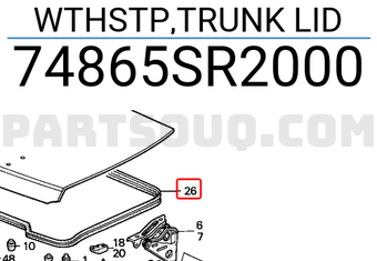 Honda 74865SR2000 WTHSTP,TRUNK LID