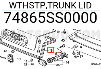 Honda 74865SS0000 WTHSTP,TRUNK LID