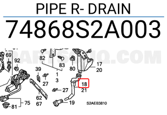 Honda 74868S2A003 PIPE R- DRAIN