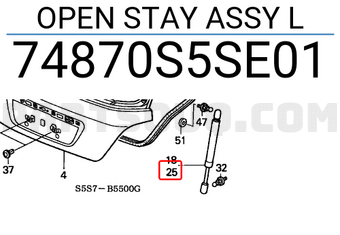 Honda 74870S5SE01 OPEN STAY ASSY L