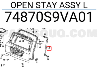 Honda 74870S9VA01 OPEN STAY ASSY L
