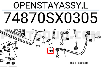 Honda 74870SX0305 OPENSTAYASSY,L