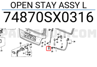 Honda 74870SX0316 OPEN STAY ASSY L
