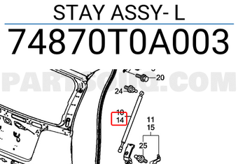 Honda 74870T0A003 STAY ASSY- L