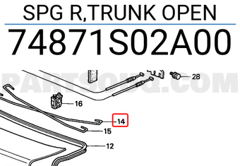 Honda 74871S02A00 SPG R,TRUNK OPEN