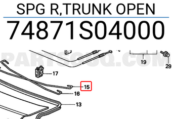 Honda 74871S04000 SPG R,TRUNK OPEN