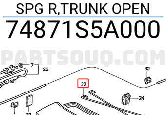 Honda 74871S5A000 SPG R,TRUNK OPEN