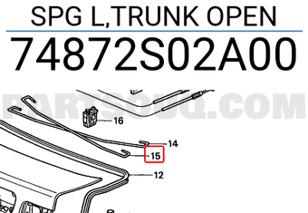 Honda 74872S02A00 SPG L,TRUNK OPEN