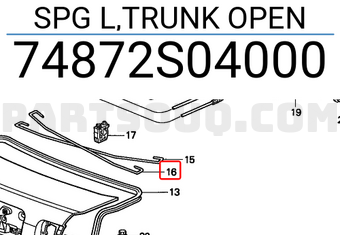 Honda 74872S04000 SPG L,TRUNK OPEN