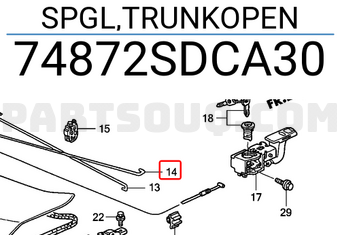 Honda 74872SDCA30 SPGL,TRUNKOPEN