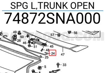 Honda 74872SNA000 SPG L,TRUNK OPEN