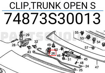 Honda 74873S30013 CLIP,TRUNK OPEN S