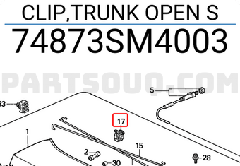 Honda 74873SM4003 CLIP,TRUNK OPEN S