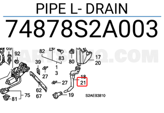 Honda 74878S2A003 PIPE L- DRAIN