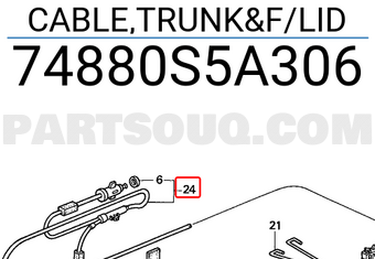 Honda 74880S5A306 CABLE,TRUNK&F/LID
