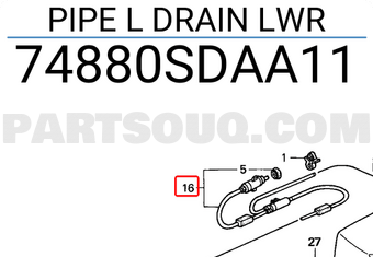 Honda 74880SDAA11 PIPE L DRAIN LWR