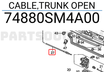 Honda 74880SM4A00 CABLE,TRUNK OPEN