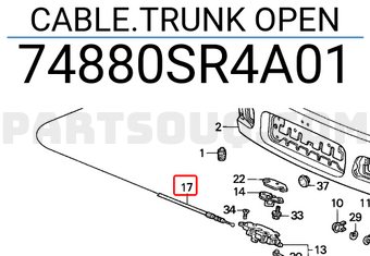 Honda 74880SR4A01 CABLE.TRUNK OPEN