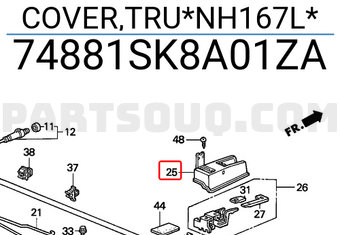 Honda 74881SK8A01ZA COVER,TRU*NH167L*