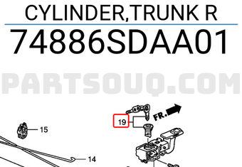 Honda 74886SDAA01 CYLINDER,TRUNK R