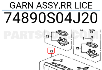 Honda 74890S04J20 GARN ASSY,RR LICE
