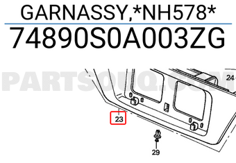 Honda 74890S0A003ZG GARNASSY,*NH578*