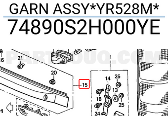 Honda 74890S2H000YE GARN ASSY*YR528M*