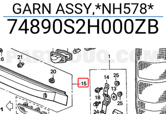Honda 74890S2H000ZB GARN ASSY,*NH578*