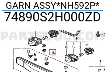 Honda 74890S2H000ZD GARN ASSY*NH592P*