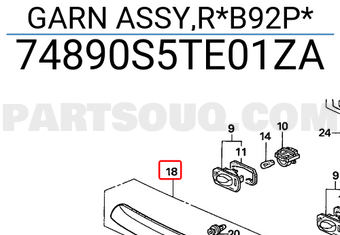 Honda 74890S5TE01ZA GARN ASSY,R*B92P*