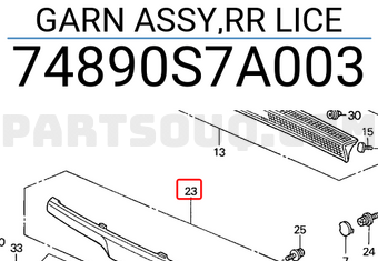 Honda 74890S7A003 GARN ASSY,RR LICE