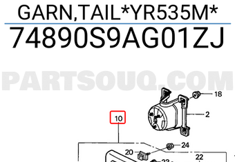 Honda 74890S9AG01ZJ GARN,TAIL*YR535M*