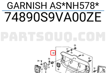 Honda 74890S9VA00ZE GARNISH AS*NH578*
