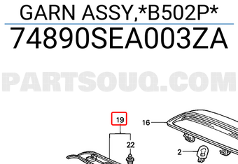 Honda 74890SEA003ZA GARN ASSY,*B502P*