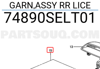 Honda 74890SELT01 GARN,ASSY RR LICE